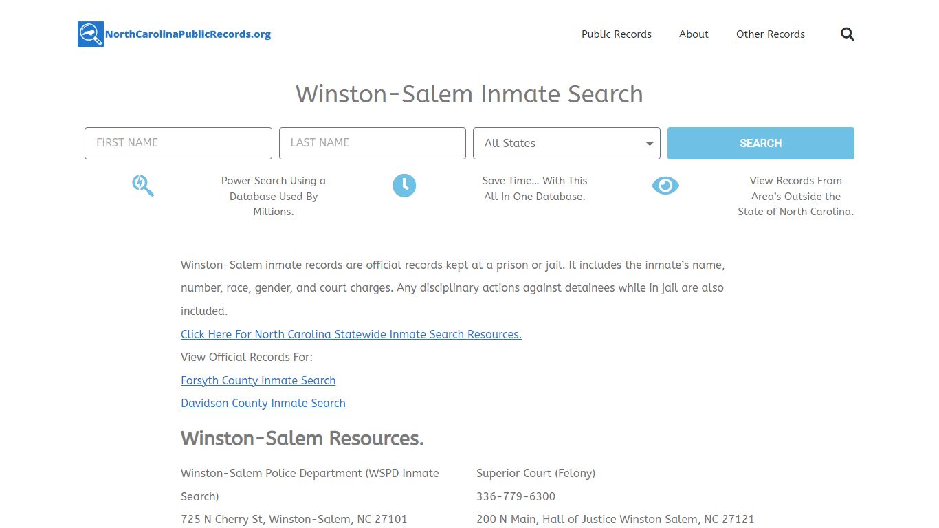Winston-Salem Inmate Search - WSPD Current & Past Jail Records